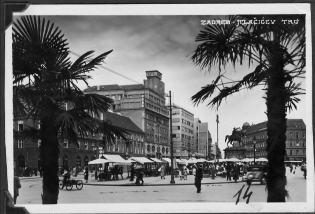 Trg bana Jelačića 1930-ih godna, kroz palme